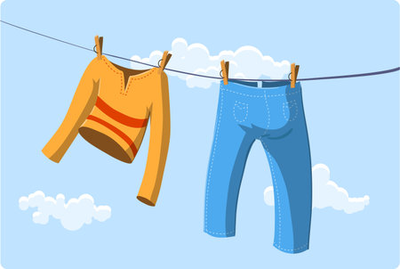 Illustration of clothes drying のイラスト素材