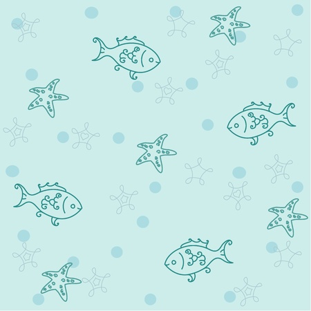 Seamless Vector Fish Backgroundのイラスト素材