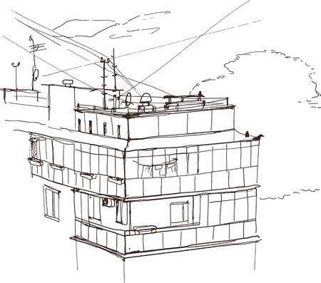 Vector illustration of an old soviet houseのイラスト素材