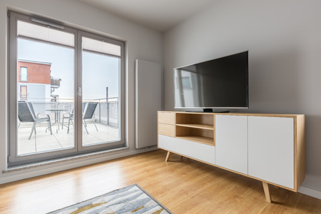 Playroom in modern apartment with exit to the terraceの写真素材