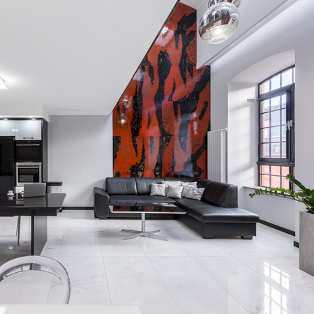 Creatively designed interior of urban apartment with beautiful mosaicの写真素材