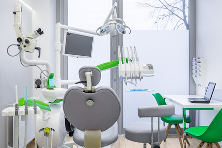 Dental room with modern oral surgery drill equipmentの写真素材