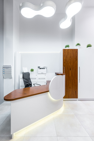 Bright, modern designed reception room in dental clinicの写真素材