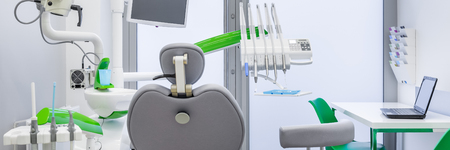 Dental room with modern oral surgery drill equipment, panoramaの写真素材