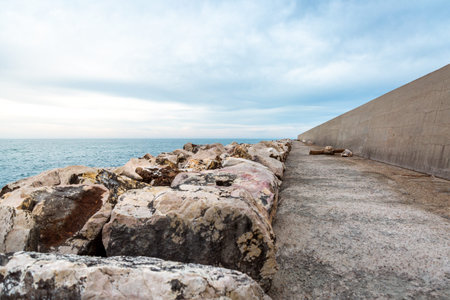 Stunning stoney shore and amazing calm adriatic sea in Termoli, Italy