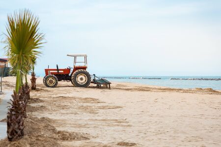 Preparations for summer season on Termoli city beach, Italyの写真素材