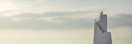 Panorama of simple lighthouse in Sal island, Cabo Verde, Cape Verdeの写真素材