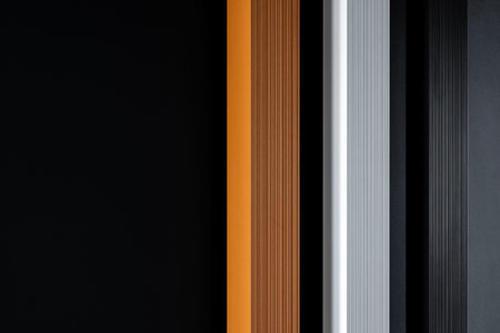 Elegant and decorative electric home radiators in black, white and cooper on black wall