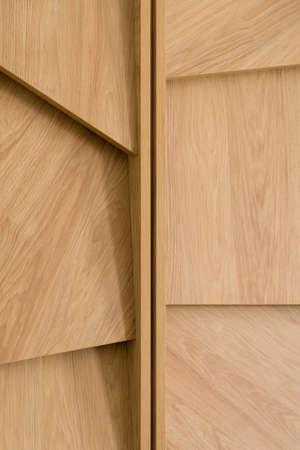 Close-up on stylish wood decor on wall, architectural detailの写真素材