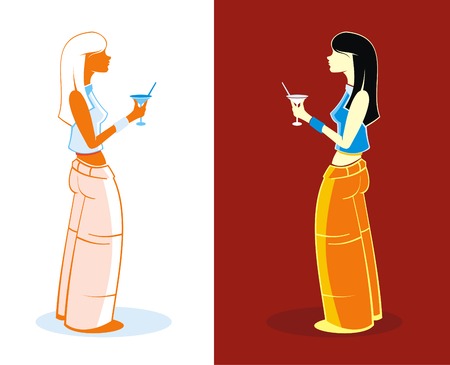 Young girl with cocktailのイラスト素材