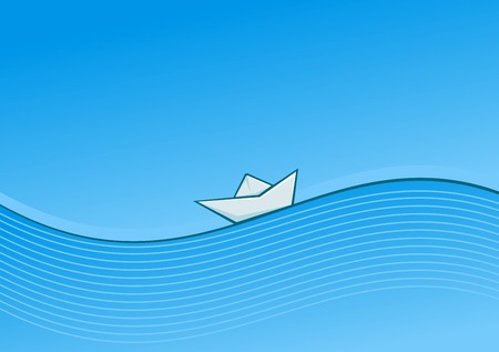 Small paper ship on the wave. Vector.のイラスト素材