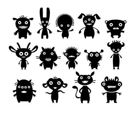 Aliens black on white setのイラスト素材