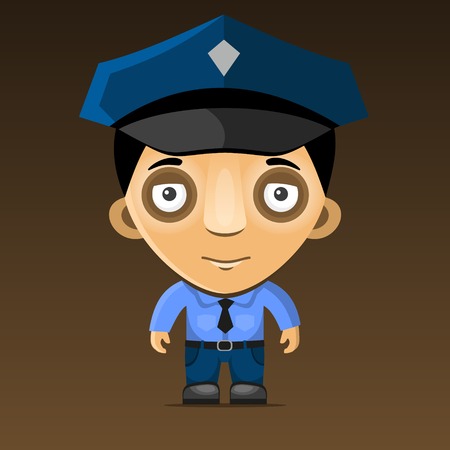 Cartoon Police Officer on Dark Background.の写真素材