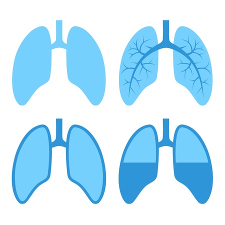 Human Blue Lung Icons Set. Vector Illustration.のイラスト素材