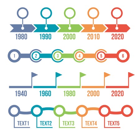 Colorful Timeline Set. Infographic template. Vector Illustrationのイラスト素材