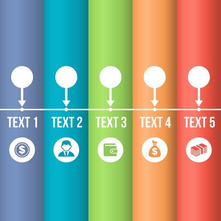 Color Timeline Infographic with Business Icons. Vectorのイラスト素材