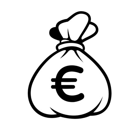 Euro Money Icon with Bag on White Background. Vector Illustration.のイラスト素材