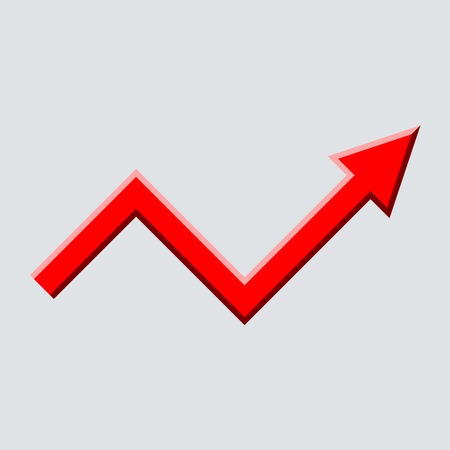 Red Arrow Graph on Light Background. Vector illustrationのイラスト素材