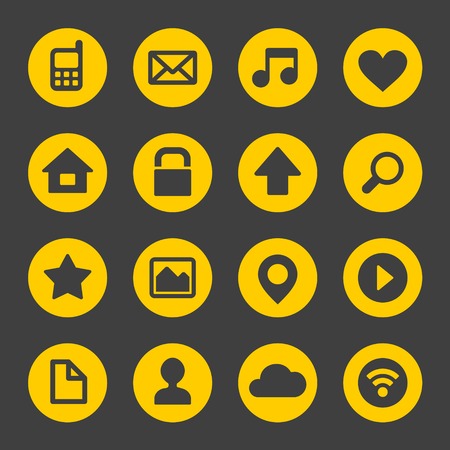 Universal Simple Web Icons Set on Dark  Vector のイラスト素材