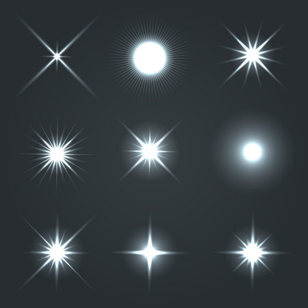 Light Glow Flare Stars Effect Set  Vector