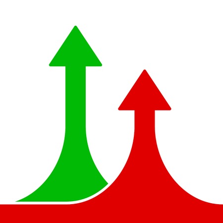 Red and Green Rising Arrows on White Background Vector illustrationのイラスト素材