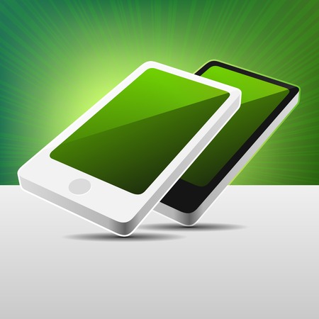 Realistic 3D View Modern Mobile Phones Set - Black and White  Vector illustrationのイラスト素材