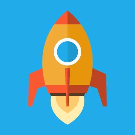 Rocket Icon in Flat Style  Vector illustrationのイラスト素材