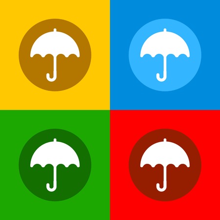 Color Umbrella Icons Set in Flat Design Style  Vector illustrationのイラスト素材