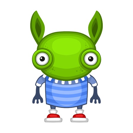 Funny Cartoon Green Alien. のイラスト素材
