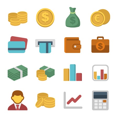 Money and coin icon set. のイラスト素材
