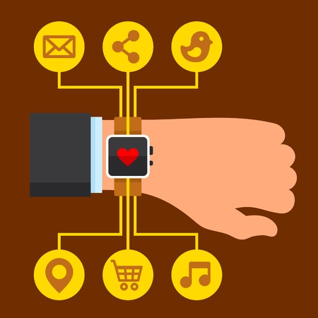 Arm with a Smartwatch in Flat Design Style.のイラスト素材