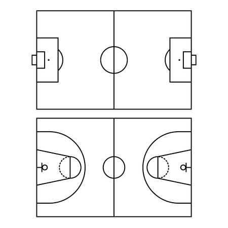 Soccer and Basketball Fields Background. Vector illustrationのイラスト素材