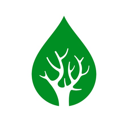 Eco Tree inside Drop, Isolated On White Backgroundのイラスト素材