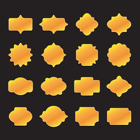 Labels and Frame Gold Set. Vector illustrationのイラスト素材