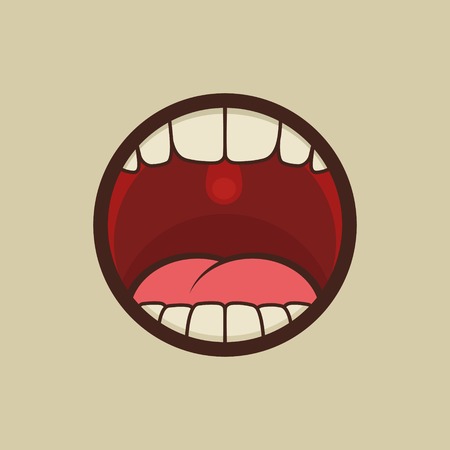 Open Mouth with Teeth and Tongue Vector illustrationのイラスト素材