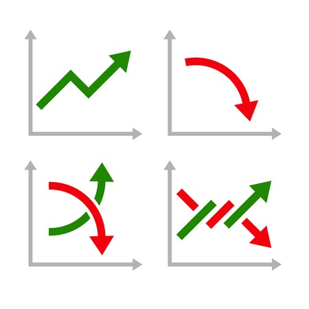 Business Graphic Set with Red and Green Arrows. Vector illustrationのイラスト素材