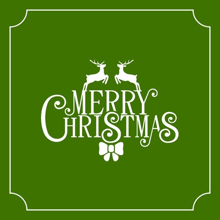Christmas Retro Typographic Background on Green. Vector illustrationのイラスト素材