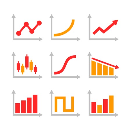Color Graph Chart Icons Set. Vector illustrationのイラスト素材