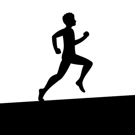 Runner, Men Running Silhouette on White Background. Vector illustrationのイラスト素材