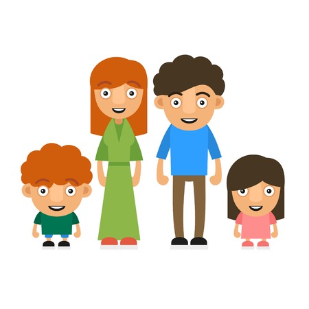 Family Illustration With Two Children. Vectorのイラスト素材