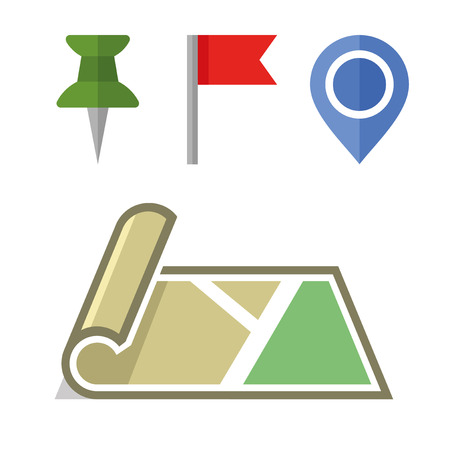 Map Icon with Different Pins Set. のイラスト素材