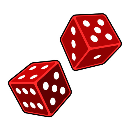 Red Dice Cubes on White Background. Vectorのイラスト素材