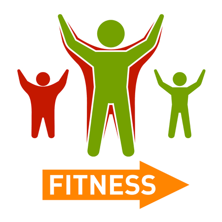 Slim and Fat Peple Figires. Fitness Progress Body. Vector illustrationのイラスト素材