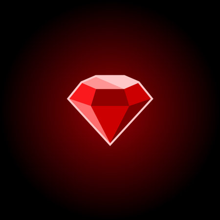 Red Ruby Gemstone Icon on a Black Background. Vector illustrationのイラスト素材