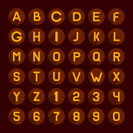 Flat Style Red Gamma Alphabet and Numbers Icons Set. Vector illustrationのイラスト素材