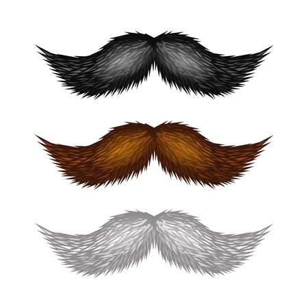 Brown, Black and White Isolated Mustaches Set. のイラスト素材