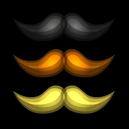 Brown, Black and Yellow Isolated Mustaches Set. のイラスト素材