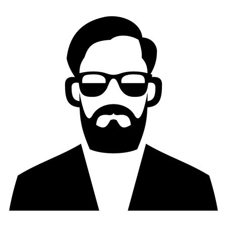 Hipster Fashion Man Hair, Glasses and Beards. Vector illustrationのイラスト素材