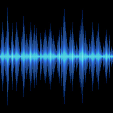 Blue Sound Wave on Black Background. Vector illustrationのイラスト素材