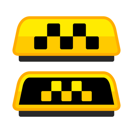 Yellow Taxi Logo Set with Boxes. Vector illustrationのイラスト素材